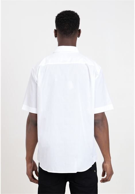 White shirt for men with V-emblem logo in black VERSACE JEANS COUTURE | 76GALY11CN002003